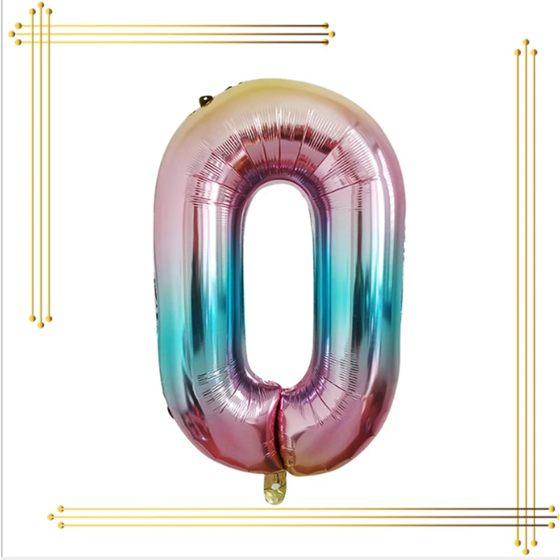 32 дюйма градиентный цвет цифровой день рождения украшения фольги шар Радуга номер Детская Подарочная игрушка - Цвет: set