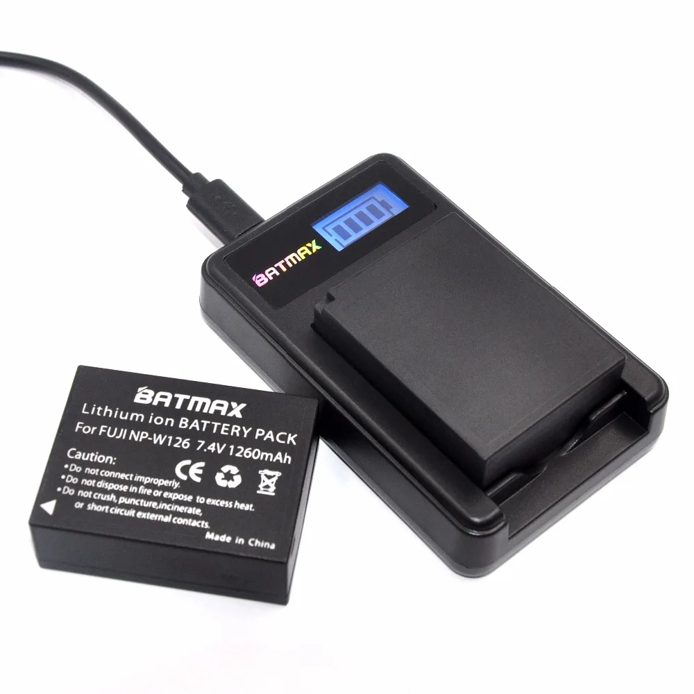 2PC 7.4V 1260mAh Li-ion NP-W126 NP W126 Battery+LCD Dual Charger for Fujifilm Fuji NP-W126 NPW126 BC-W126 BCW126 X-T10 XT10