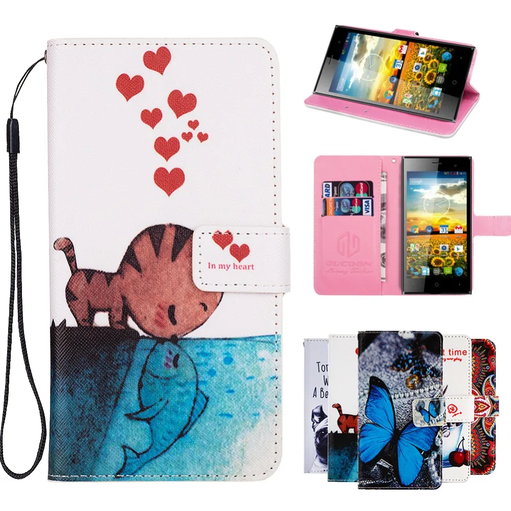 GUCOON الكرتون حالة المحفظة ل Highscreen Zera F (rev. s) 4.0 \ GUCOON الكرتون حالة المحفظة ل Highscreen Zera F (rev. s) 4.0 \