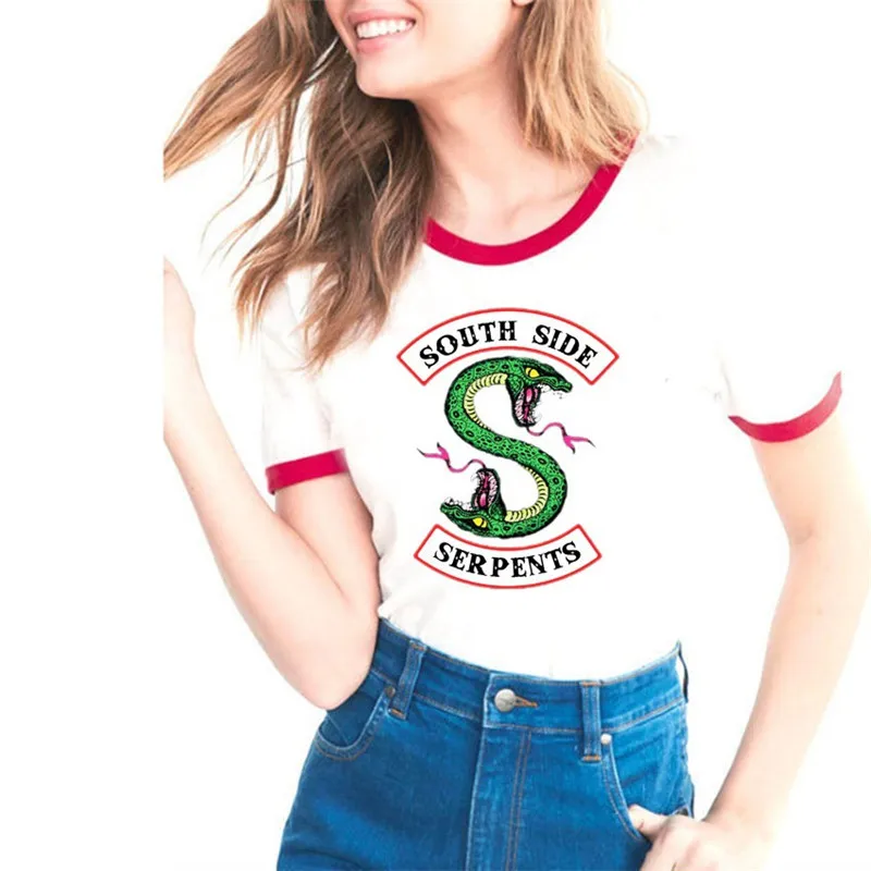 Ривердейл футболка Для женщин Летняя "South Side serpents" джагхеда рубашка ривердейл южной стороне футболка костюм для девочек ривердейл одежда