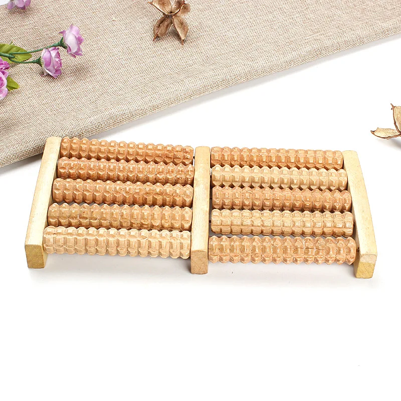 New 5 Rows Wheel Wooden Massager Wood Roller Foot Massager Relax Relief All shipping 4