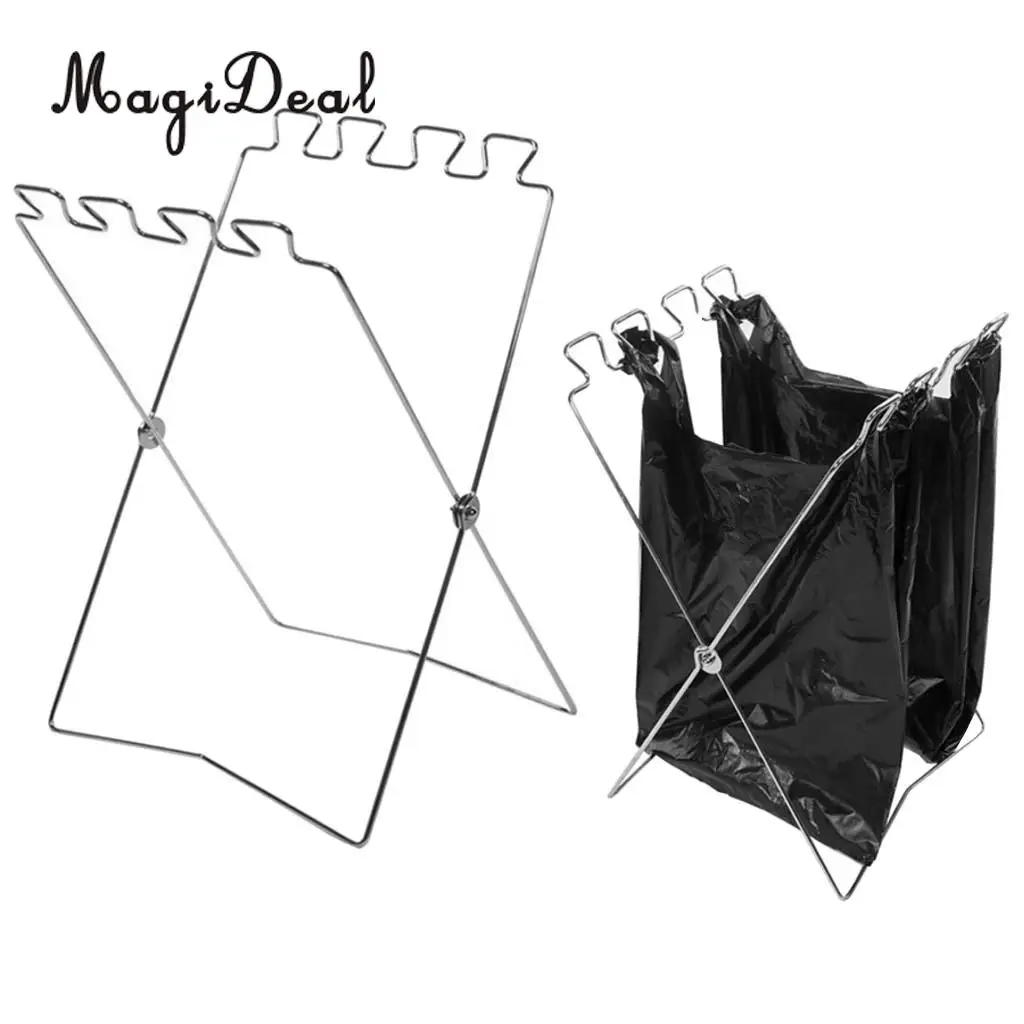 

MagiDeal Foldable Trash Stand Holder Rubbish Bags Rack Garbage Waste Sorting Bin