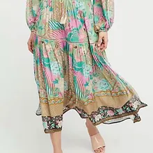 Женская летняя юбка с принтом светло-зеленая юбка в стиле бохо для женщин