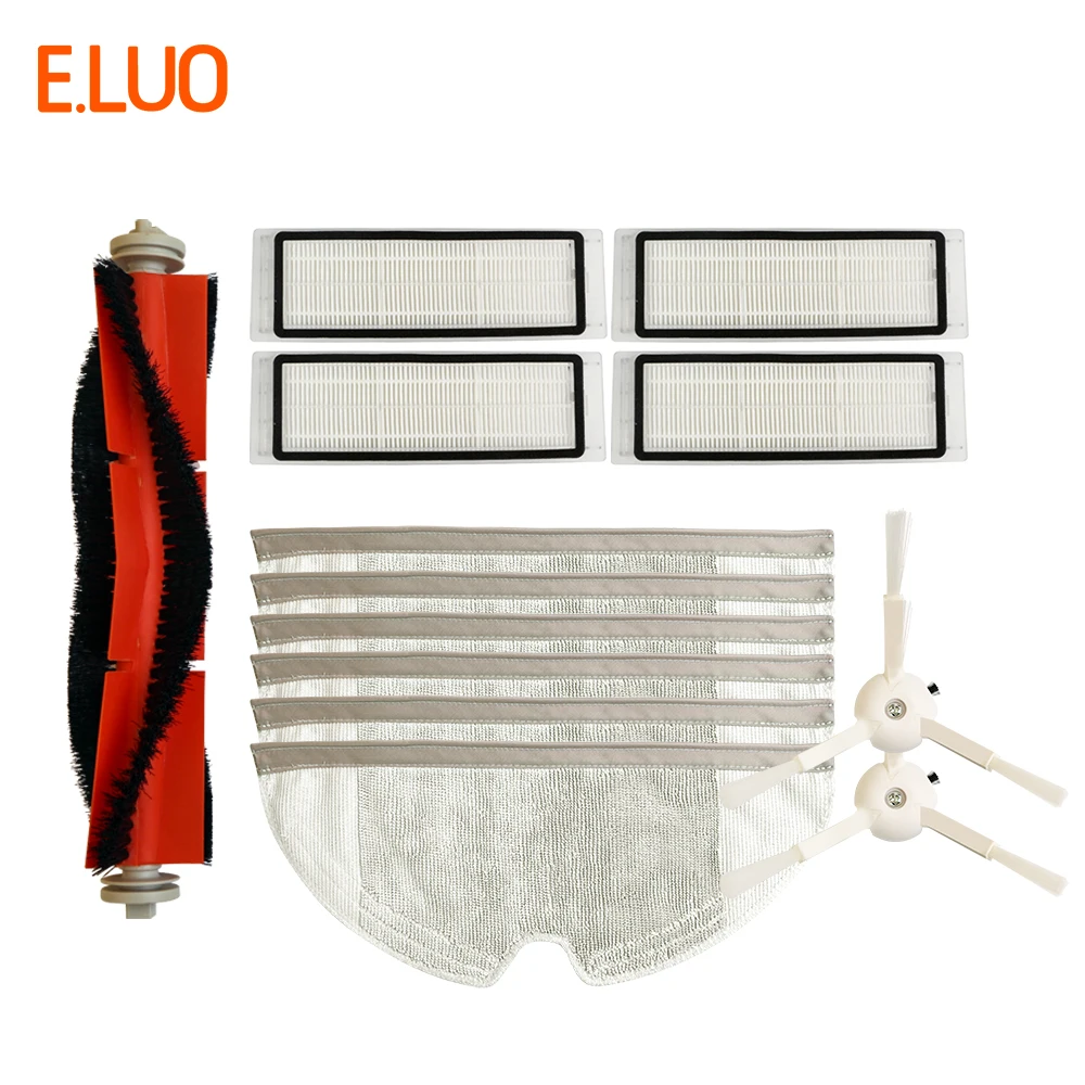 

E.LUO Mopping Cloth, Side Brushes, Roller Brush, Hepa Filter for Vacuum Cleaner Xiaomi Mijia/Roborock Robot Vacuum/Mi Robot
