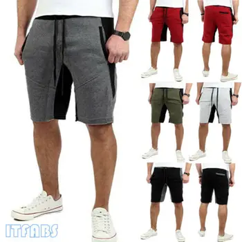 

2019 Stylish Hot Sale Mens Summer Color-stitching Lace-up Shorts Men Gym Fitness Bodybuilding Sports Casual Loose Shorts M-XXXL