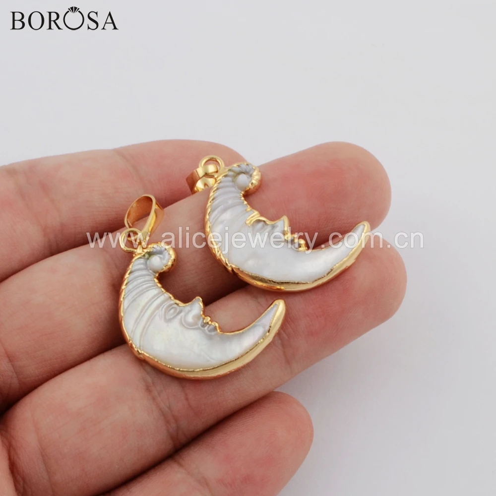 BOROSA Новинка 5/10 шт. золотое покрытие натуральная белая оболочка резная лицо