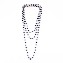 Joyería de Boho Chic negro Cristal Rondelles Cuentas Capas Collar para mujer chapado en oro a largo Collar