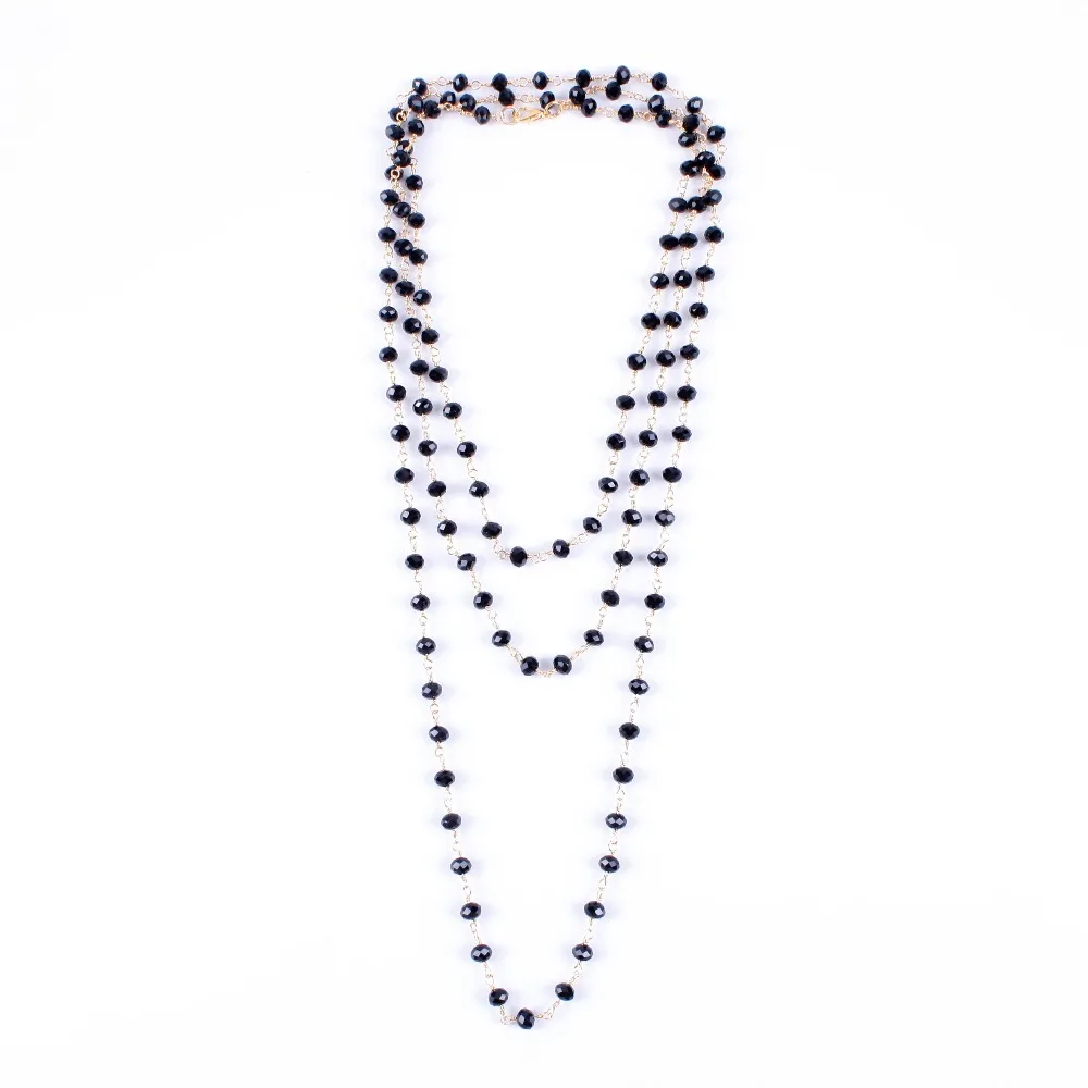 

Boho Chic jewelry black Crystal Rondelles Beads Multi-layer winding choker Necklace for woman long Necklace