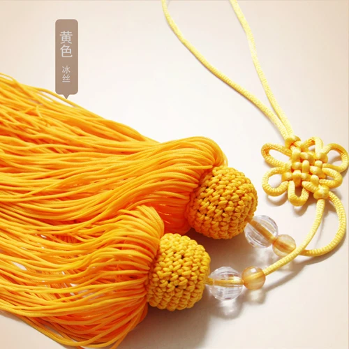 Tai Chi Sword Tassel ear подвесная лента, Китайская традиционная Tai Chi Kung Fu Wush sword tassel - Цвет: Yellow silk