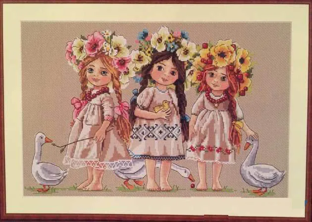 Высокое качество красивый Счетный набор вышивки крестом три девушки цветка и Гусь утка Восточный девушка леди женщина