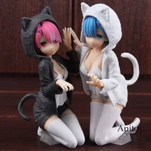 Re Zero фигурка Твин рам и Rem Nyanko Mode Ver. ПВХ Rem Re Zero фигурка Коллекционная модель игрушки 2 стиля