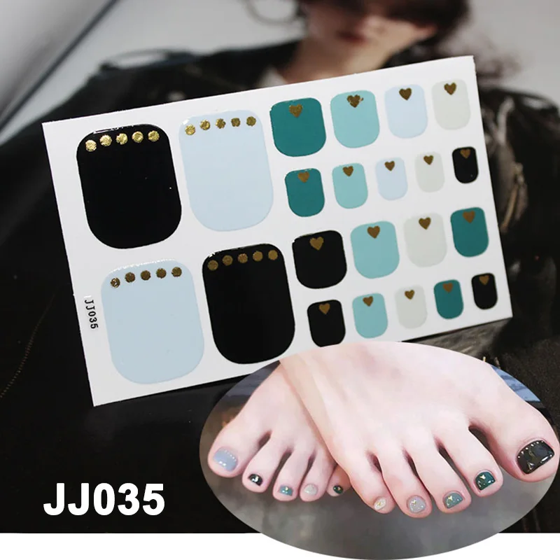 

Hot 14 Pcs/Sheet Water-proof Full Toe Nail Stickers 3D DIY Nail Art Decoration SJ66