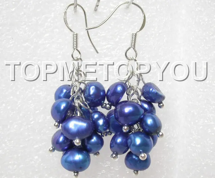 

HOT SELL - wholesale Charming! blue Baroque pearls earrings -Top quality free shipping
