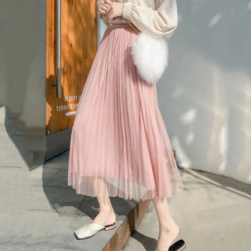 1pcs Elastic Hight waist skirts Women