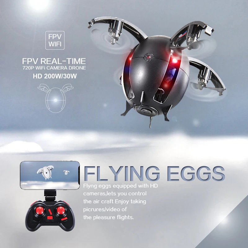 

NEW WIFI real time FPV Folding Transformable Egg Drone Gift K130 upgrade RC Drone with 720P HD Camera 2.4G 4CH RC Quadcopter