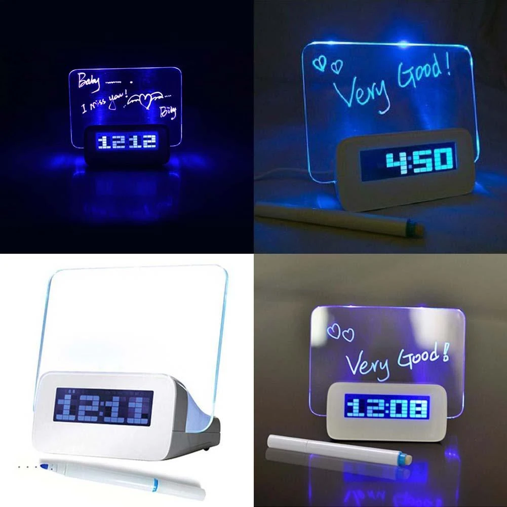 ホット Led 夜光メッセージボードアラーム時計とカレンダー 夜光 Led デジタル時計 デスクトップ時計 Despertador A609 Apj Clock Standard Clock Stopwatchclock Cartoon Aliexpress