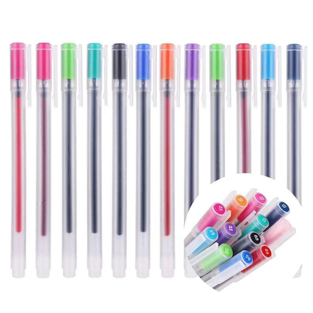 

12Pcs/Set Cute Candy Color Black water Pens 0.5mm Neutral Pens For Kids Girls Gift School Supplies Office Korean Stationery
