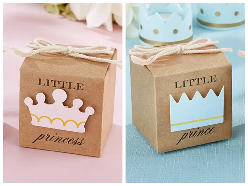 

(100Pcs/lot) Adorable Baby Shower Party Favor Box of Little Princess Kraft Favor Box for baby birthday gift and Candy box favors