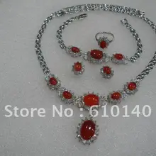 2 шт. красный ожерелье браслет серьги ring8# Наборы для ухода за кожей ff802-44