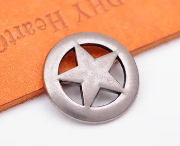 

LOT 10PCS WESTERN COWBOY TEXAS STAR ANTIQUE SILVER LEATHERCRAFT CONCHOS 1" BUTTON DECORATION HORSE SADDLES SCREW BACK TACK