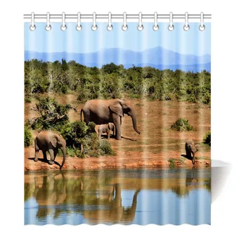 

elephant Drink the water Shower Curtain Printing Waterproof Mildewproof Polyester Fabric Bath Curtain Bathroom