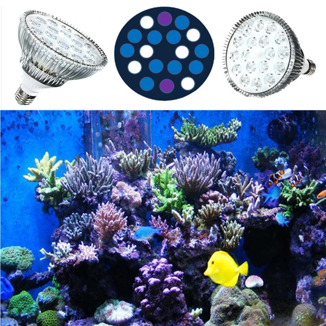 E27 Aquarium Marin A MENÉ L'éclairage 10 Bleu 6 Blanc 2UV PAR38 LED