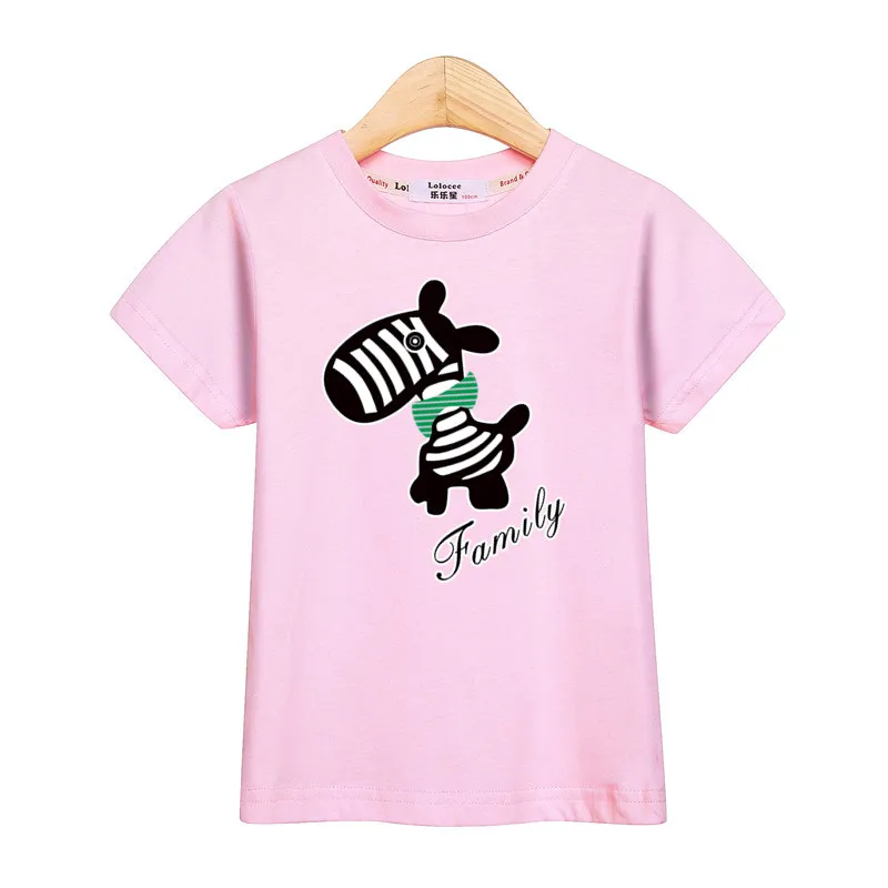 Baby boys Christmas deer cartoon clothes kids tshirt summer cotton girl dress short sleeve family party tees parent-child shirt - Цвет: Pink1