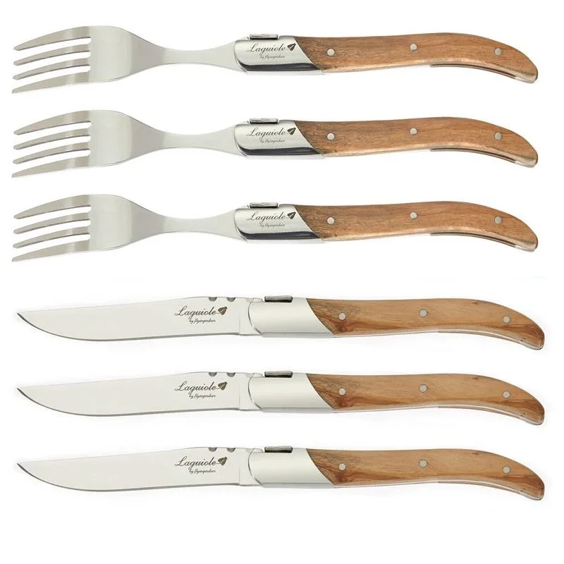OLIVE WOOD LAGUIOLE KNIFE FORKS  (3) - 