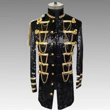 Европейская и американская Униформа с блестками новые модные костюмы для ночного клуба мужские тонкие длинные секции