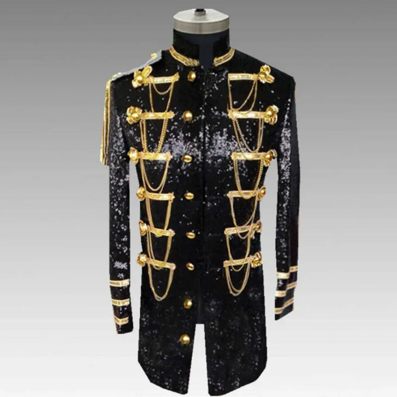 

European and American sequins uniforms fashion new nightclub costumes men's slim long section