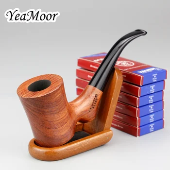

New Smoking Pipe Set 60 pcs Activated Carbon Filters Flat Bottom Rosewood Tobacco Pipe Wooden Stand Smoke Pipe Set