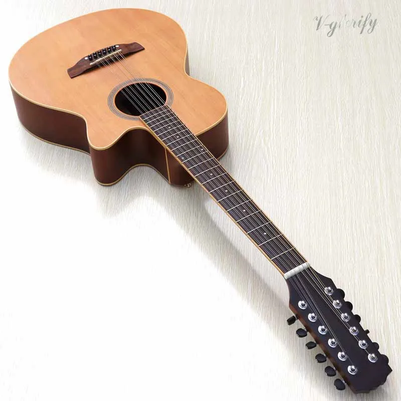 

solid spruce wood electric acoustic guitar with EQ tuner function