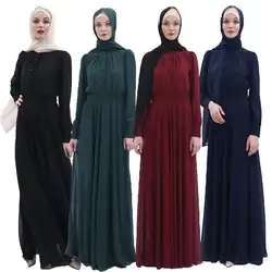 Дубай шифоновая абайя мусульманское платье для женщин длинные вечерние исламский халат коктейльный кафтан арабский халат эластичная