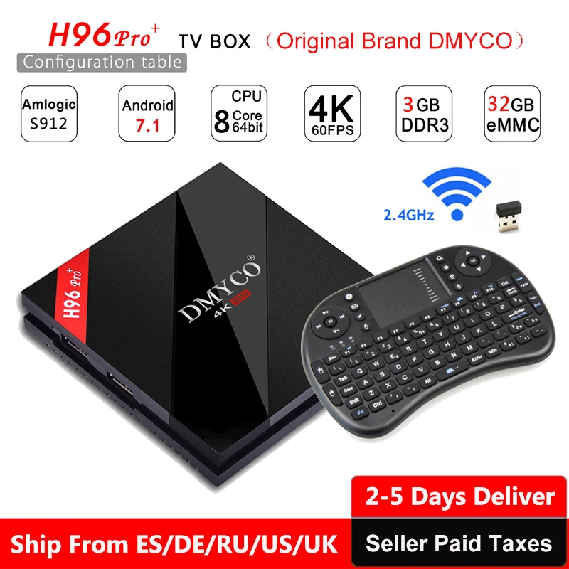 

H96 Pro Android 7.1 TV Box Amlogic S912 Octa Core 3G/32G 2.4G/5GHz WIFI Bluetooth Gigabit LAN 4K DLNA Google Play HD Set Top Box