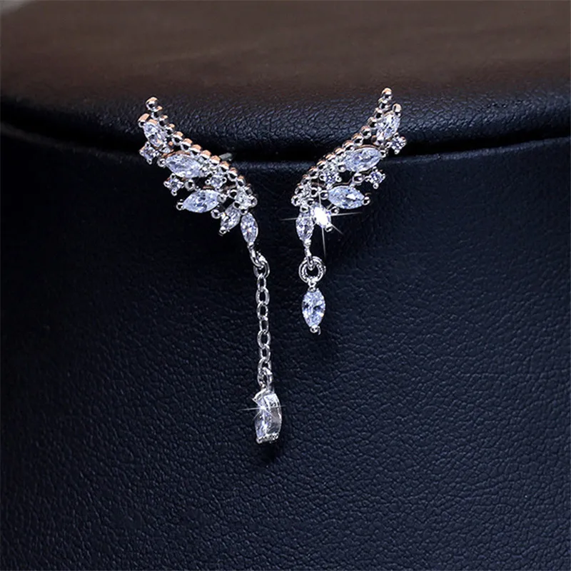 925 пробы серебряные Асимметричные Кристальные Висячие серьги для женщин, модные ювелирные изделия, женские массивные серьги, серьги eh1137