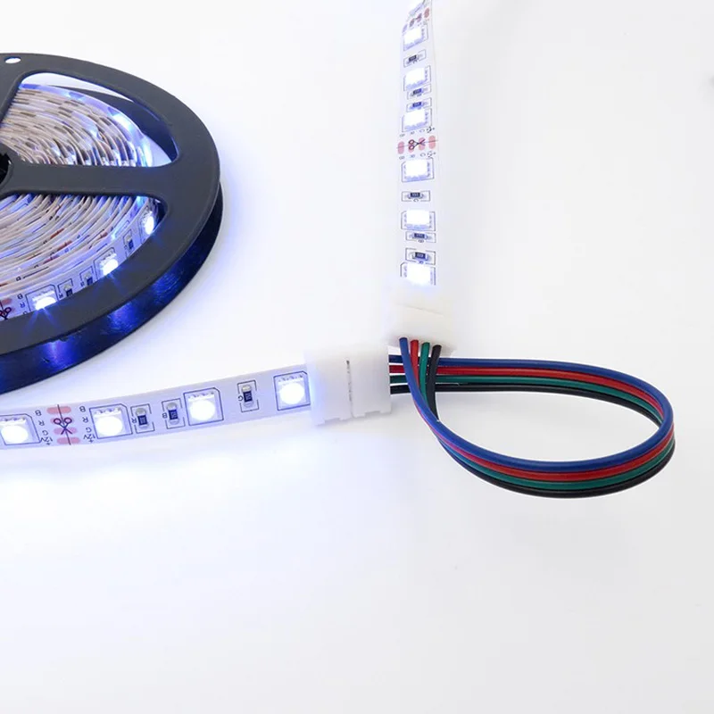 5 шт./лот 10 мм 4 pin solderless удлинить разъемы на 2 концах для 5050 RGB светодиодный полосы или 10 мм широкий 4 pin гибкий разъем печатной платы