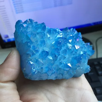

257g Electroplating Blue Quartz Crystal Cluster Specimen feng shui Stone free shipping Minerals for Sale