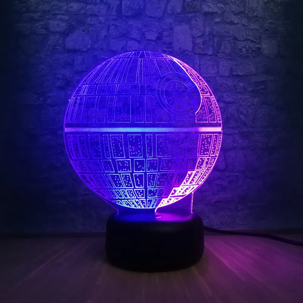 Креативная лампа Звездные войны фигурка Звезда смерти смешанный цвет ночник 3D светодиодный USB лампа Рождественский подарок для мальчика мультфильм ребенок игрушки сенсорный