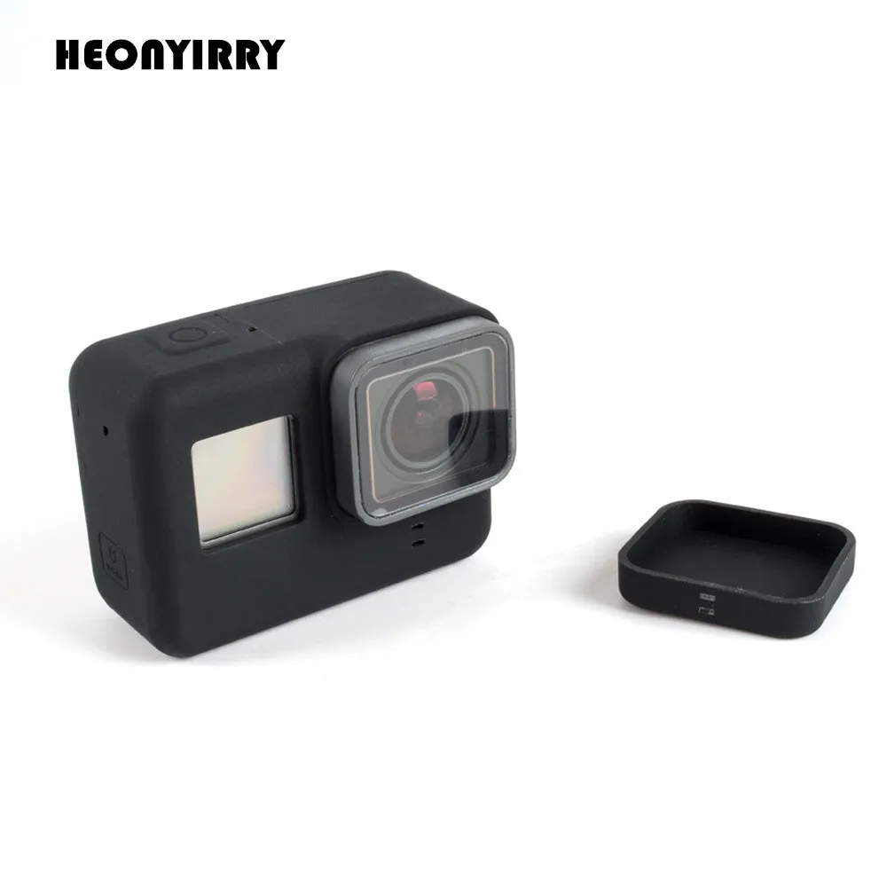 

For Go Pro Accessories Action Camera Case Protective Silicone Case Skin+Lens Cap Cover for GoPro Hero 5 Black Hero 6 Camera