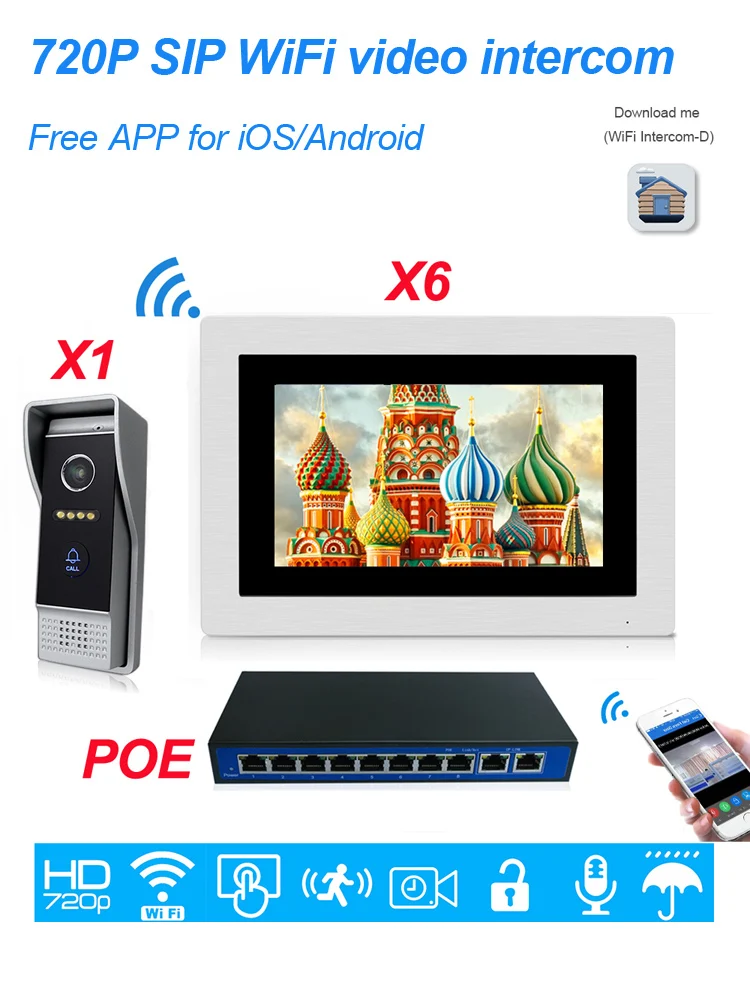 villa video door phone intercom 1-6