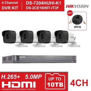 

Hikvision 4CH DVR KIT 4 Channel Surveillance Video Recorder DS-7204HUHI-K1 5MP Bullet Security Analog Camera DS-2CE16H0T-IT3F