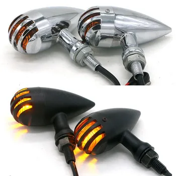 

top quality chrome Chopper motorbike flashers for Harley Davidson moto indicator for harley LED motorcycle turn signal light
