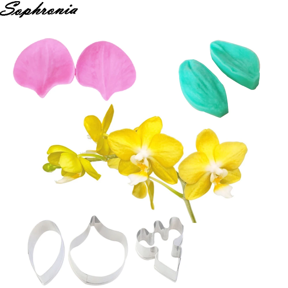 Силиконовая форма и резак для орхидеи Phalaenopsis помадки инструменты украшения