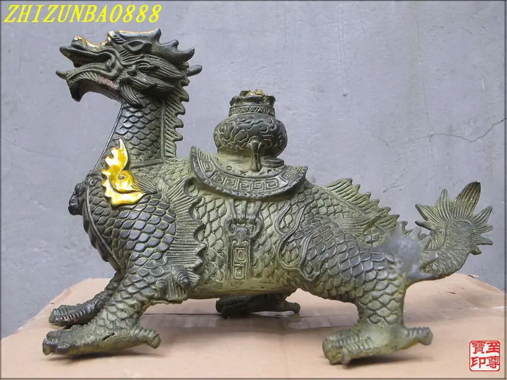 

feng shui china Bronze Flying dragon Transportation treasure jin Yuan bao St
