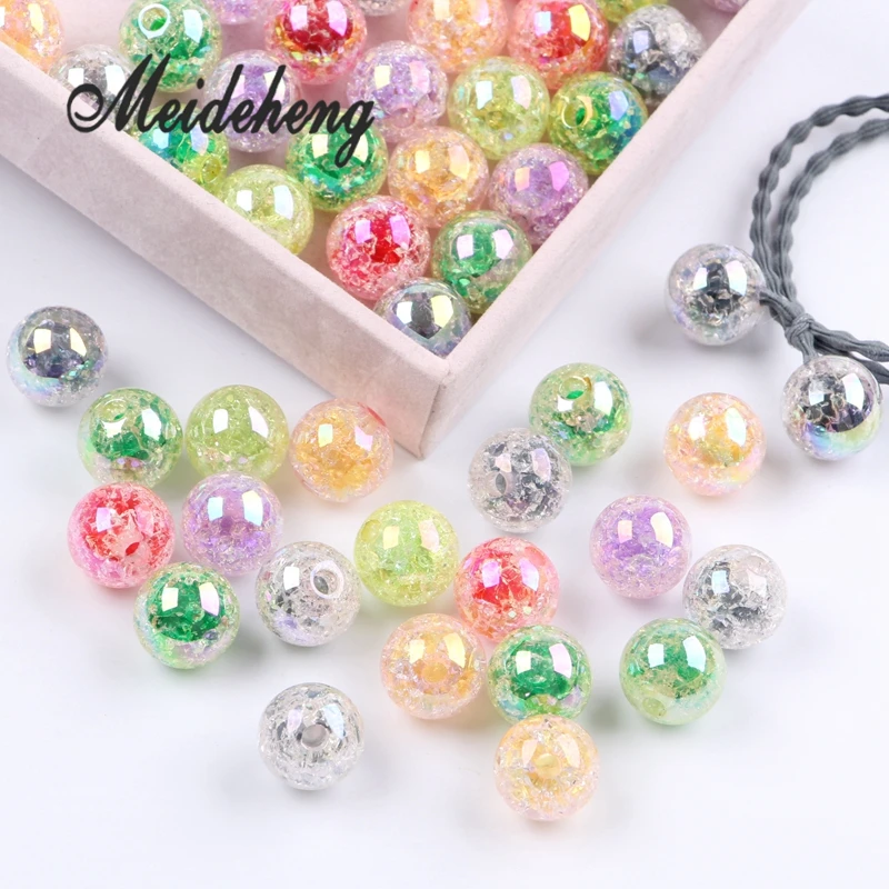 

Acrylic AB Color Rainbow Surface Single Hole Crackle Popping Beads For Jewelry Making Hair Rope Charms Ornamentation Accessories