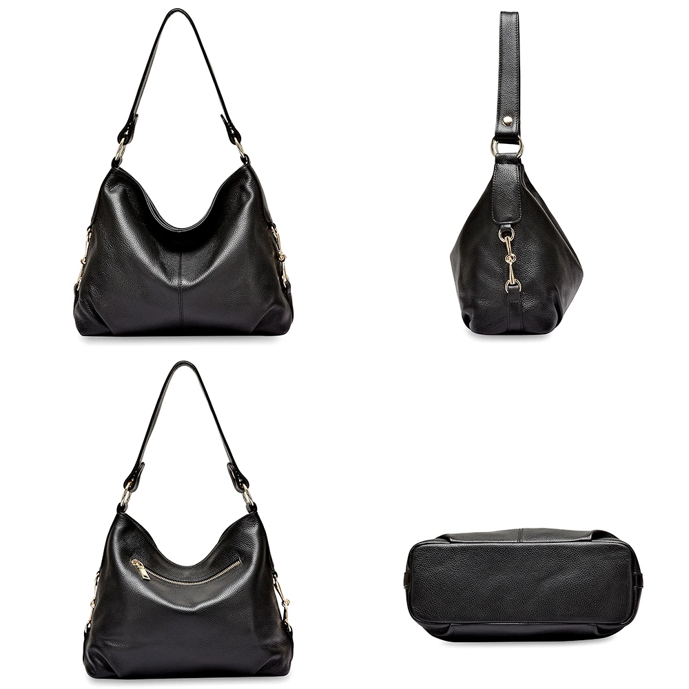 Tanie Zency nowy Model kobiet torba na ramię 100% prawdziwej skóry torebki klasyczny czarny Hobos mody pani listonoszówka Crossbody