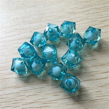 

(choose size) 20mm/16mm/14mm/12mm/10mm aqua blue color clear acrylic Cube beads in bead for Chunky Necklace!!