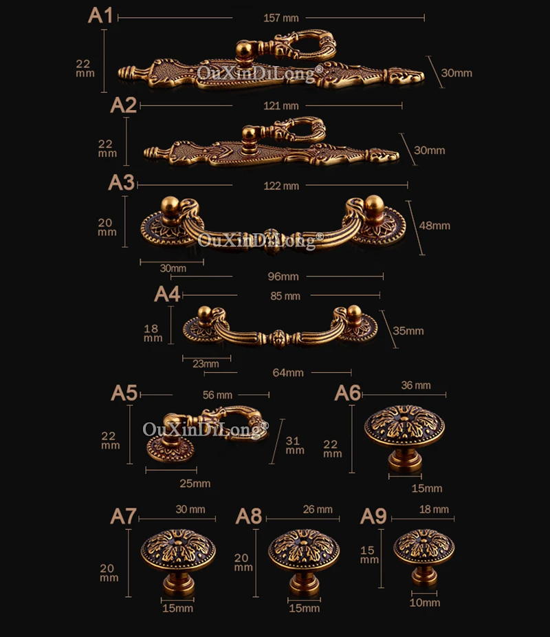 Retro 1PCS European Antique Kitchen Cabinet Door Handles Cupboard Wardrobe Drawer Cabinets Pulls Handles and Knobs