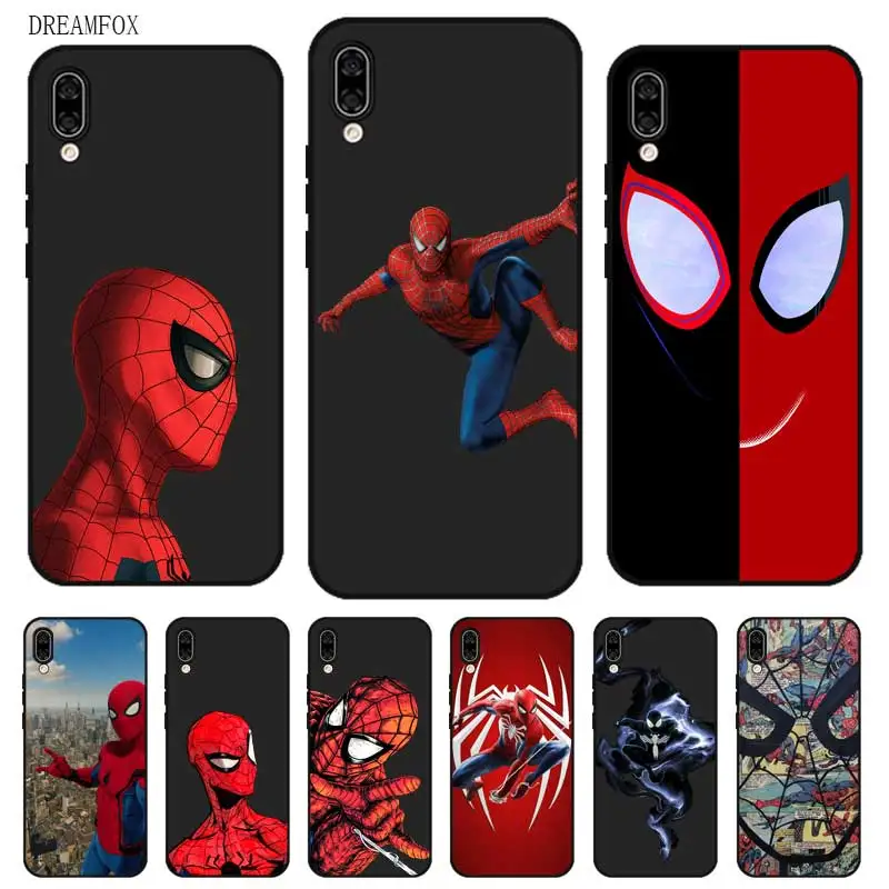 P200 Spiderman Black Silicone Case Cover For Huawei Honor 8C 8X 9 10 20i V10 V20 Note10 Max Lite Magic2 |