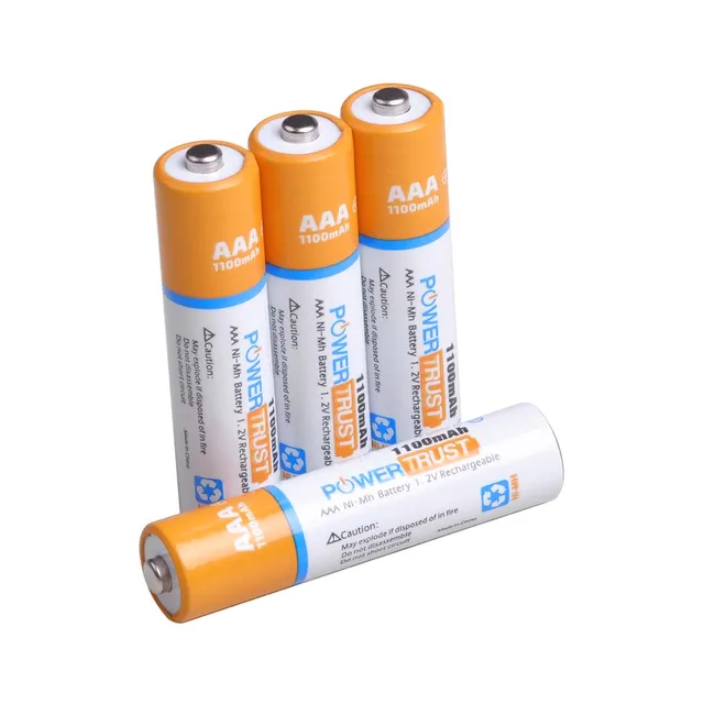 PowerTrust 8 Packs 1100mAh 1.2V AAA Ni-MH Rechargeable Battery for AA AAA Batteries (Case Included) 4Pcs AAA
